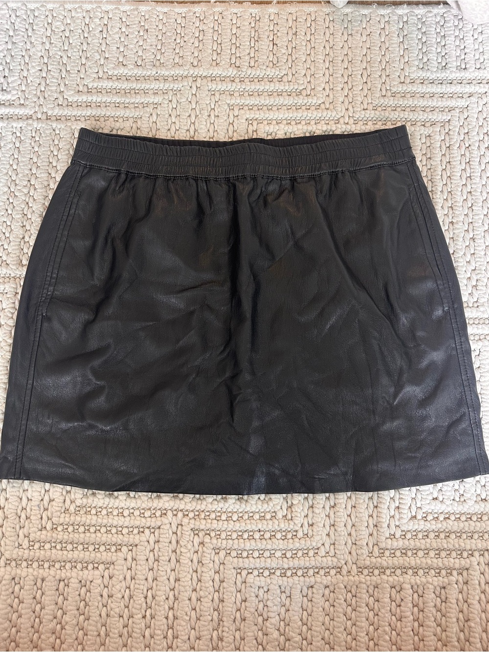 Babaton Black Faux Leather Mini Skirt
